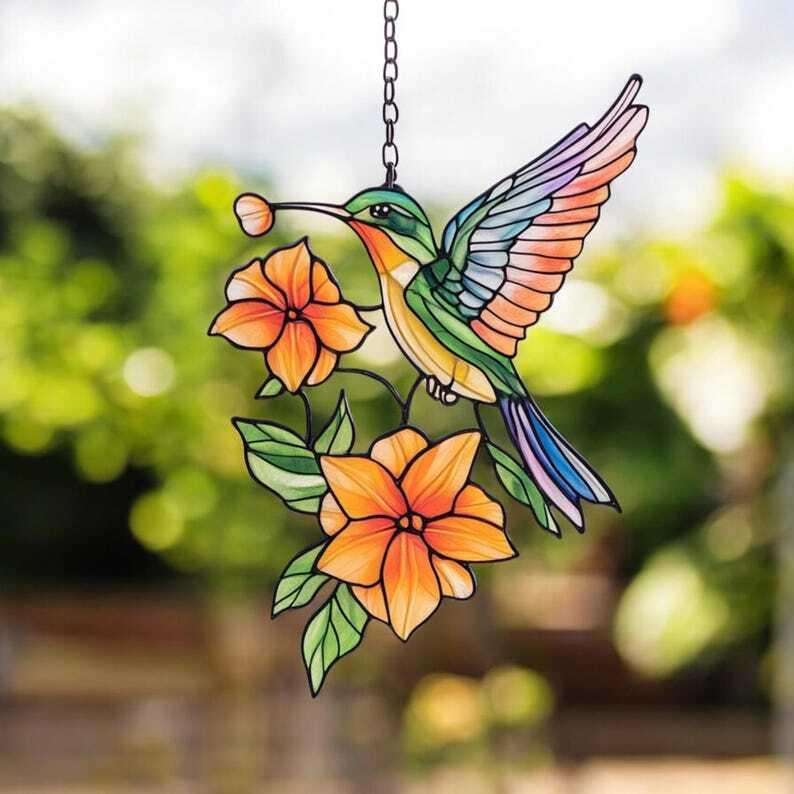 Hummingbird Acrylic Ornament, Hummingbird Window Hangings, Christmas gift, Custom Ornament bird Ornament Hummingbird gift, Hummingbird