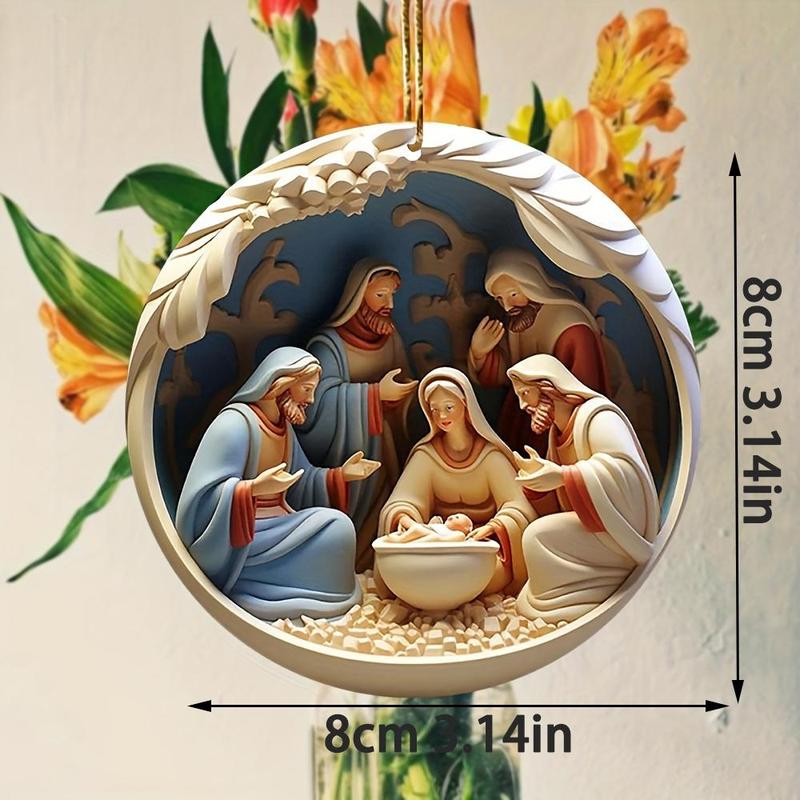 Nativity Scene Pattern Hanging Ornament, 1 Count Religious Themed Hanging Decoration, Hanging Decor for Home Living Room Bedroom