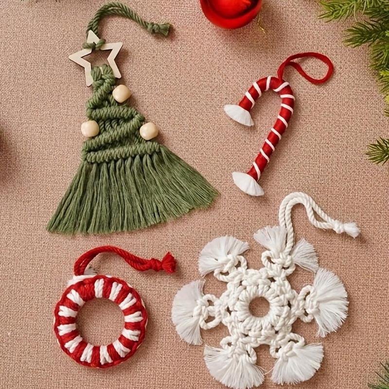 Macrame Ornament Craft Kit, 1 Set DIY Christmas Decor Craft Kit, Art Kits for Adults, Home Decor Craft, Modern Christmas, Rustic Farmhouse