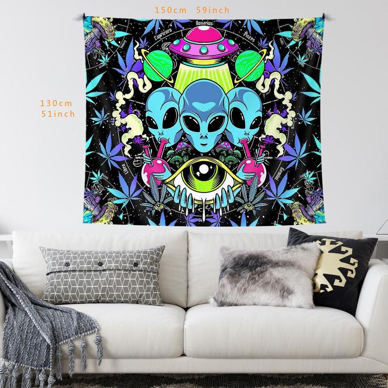 Cool Alien Pattern Tapestry, Modern Wall Hanging, Wall Tapestry for Home Living Room Bedroom, Halloween Decor