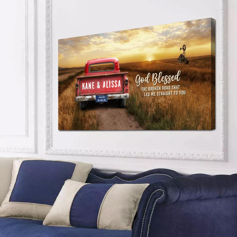 Custom Vintage Truck Farmhouse Canvas Gift Customize Photo Frame