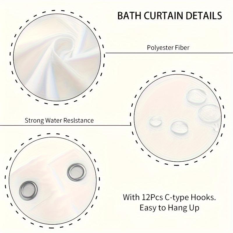 Cartoon Pattern Shower Curtain, 1 Count Waterproof Bathroom Curtain with 12pcs Hooks, Bathroom Decor Supplies for Home Hotel Salon