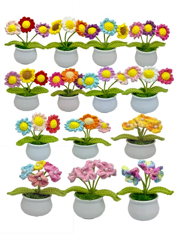 Crocheted flower pot for home decoration, center piece, gift for friends and family Decorative flower centerpiece Multicoloured plants & Ornaments