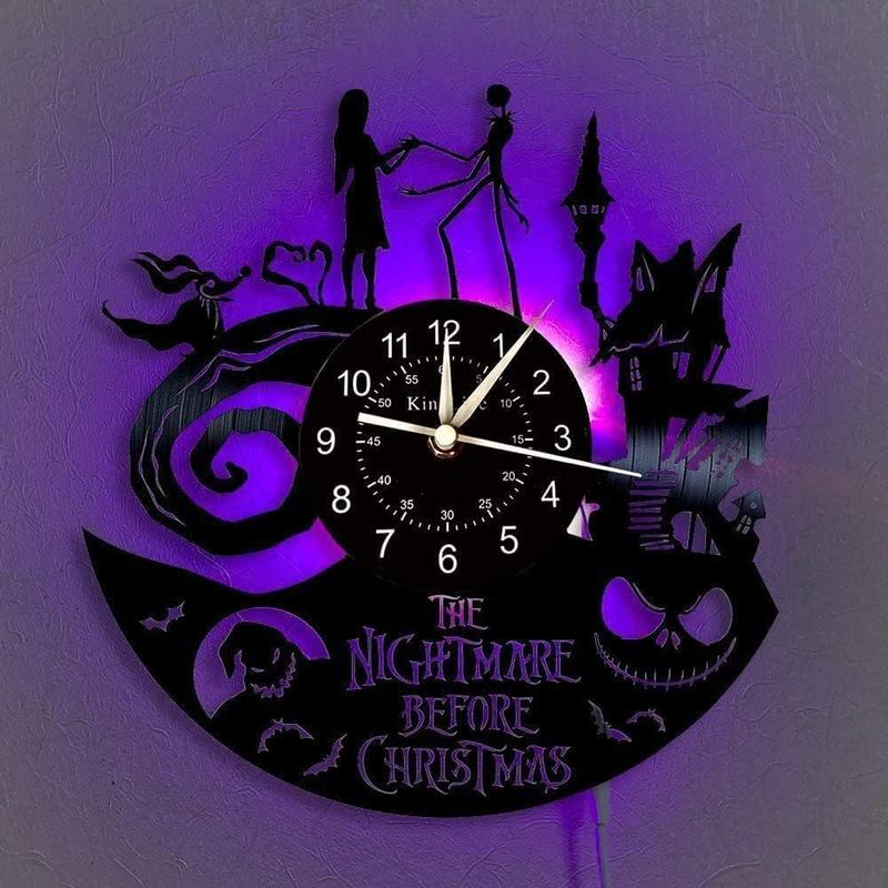 The Nightmare Before Christmas Vinyl Record Wall Clock LED Light 12