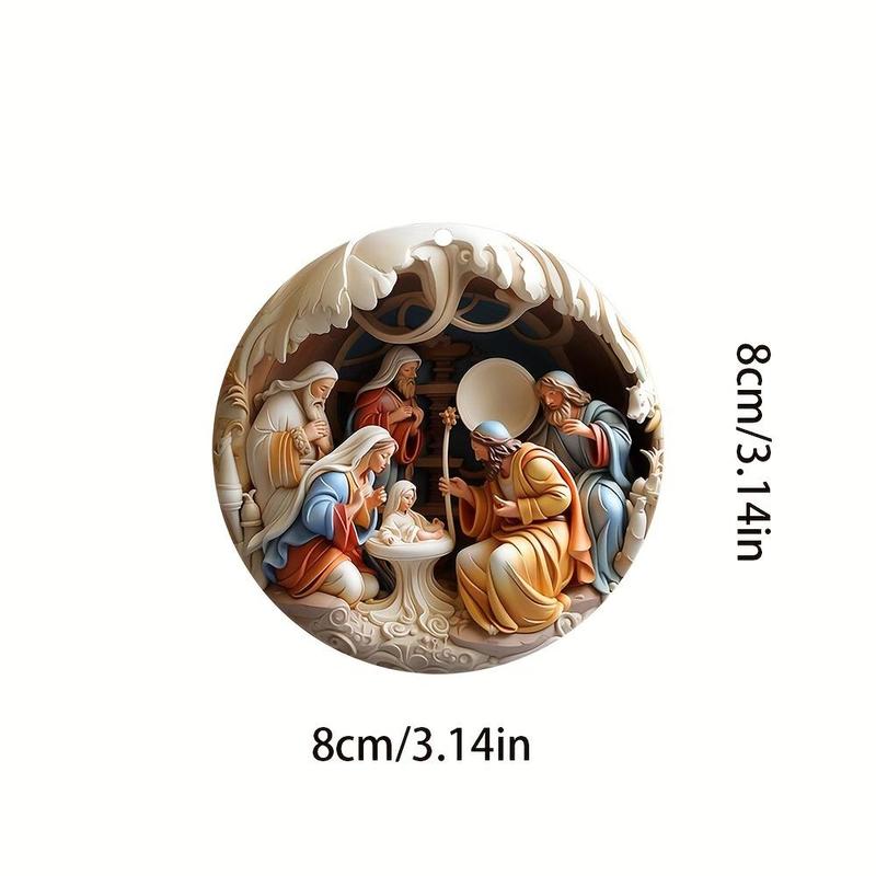 Nativity Scene Pattern Hanging Ornament, 1 Count Religious Themed Hanging Decoration, Hanging Decor for Home Living Room Bedroom