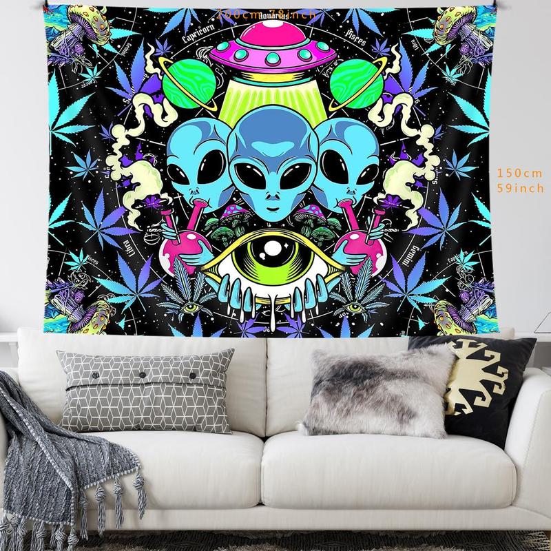 Cool Alien Pattern Tapestry, Modern Wall Hanging, Wall Tapestry for Home Living Room Bedroom, Halloween Decor