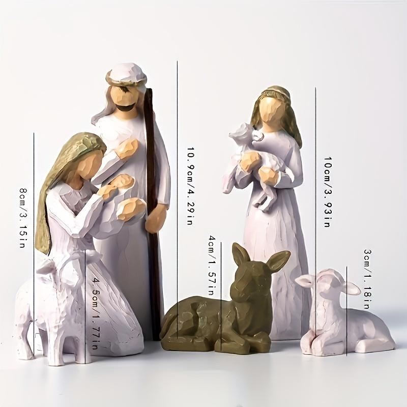 Figure Decoration Craft, 6pcs set Abstract Nun Goat Resin Ornament, Mini Cartoon Statue, Modern Decoration Figurine for Living Room, Bedroom, Office Desktop, Cabinet, Trendy Decorations