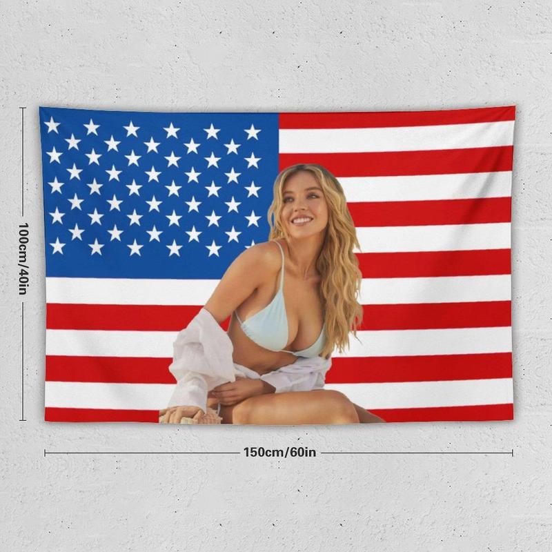 Sydney Star Sweeney American Funny Tapestry  Poster for Youth Dormitory Men's Den Bedroom Living Room Bedroom Decoration