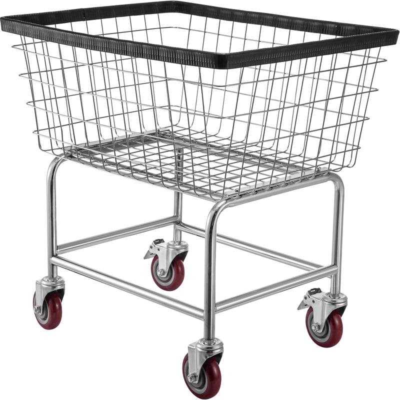 VEVOR Wire Laundry Cart, 2.5 Bushel Wire Laundry Basket with Wheels, 21\'\'x27\'\'x27.5\'\' Commercial Wire Laundry Basket Cart, Steel Frame with Chrome Finish, 4inch Casters, Wire Basket Cart For Lau