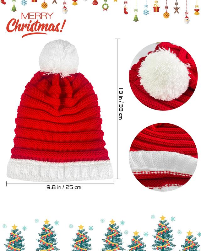 Red Knitted Santa Hat for Adults - Unisex Xmas & New Year  Hat