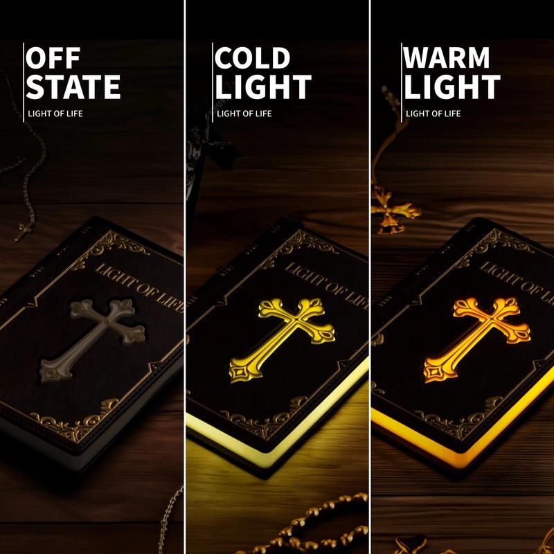 Coconano light of Life, Bible Book light, Jesus Cross Night light, Rechargeable christian Lamp with Remote, Religious Gifts, christmas Black friday.