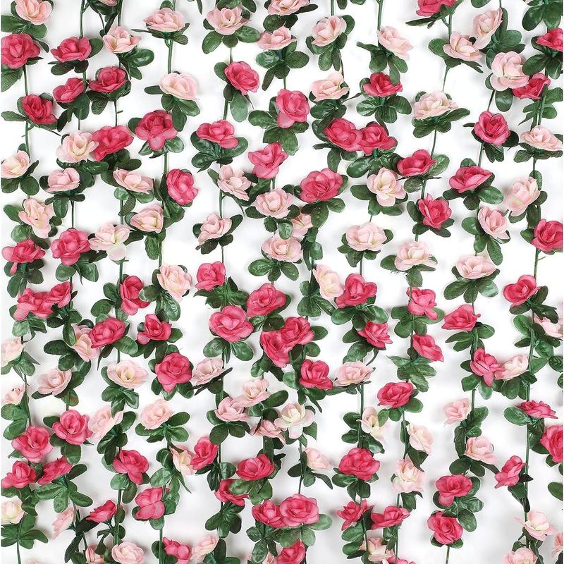 2Pcs 16.4Ft Flower Garland Artificial Rose Vines for Bedroom, artificial ferns for outdoors,Cute Fake Hanging Flower Vines Floral Garland Decorations for Wedding Party Wall Room Decor Aesthetic Decorative Fruit Plants Ornaments