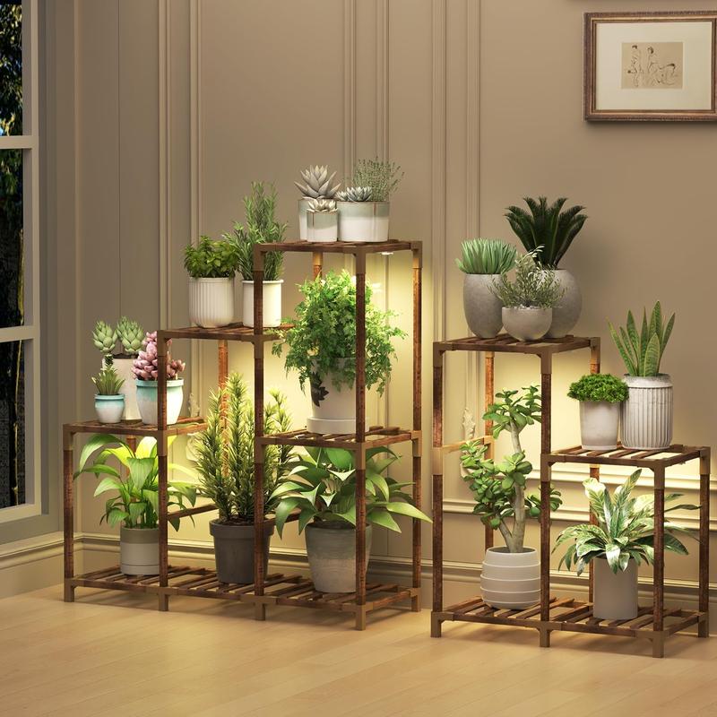 12 Tier Corner Plant Stand with Grow Lights for Multiple Plants, Tiered Plant Shelf Indoor Plant Holder Rack Flower Stand for Living Room Balcony Patio Porch Garden