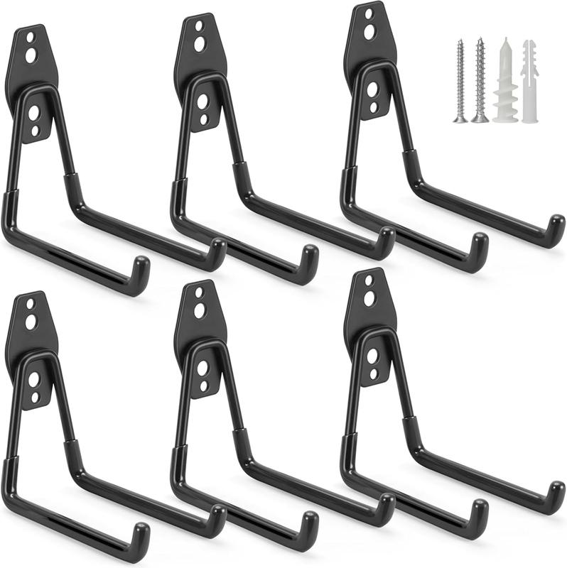 6 Pack Garage Hooks Heavy Duty, Wall Mount Steel Utility Hooks&Hangers, Garage Storage Organization and Tool Hangers for Power  Garden Tools, Ladders, Ropes and Bulk Items