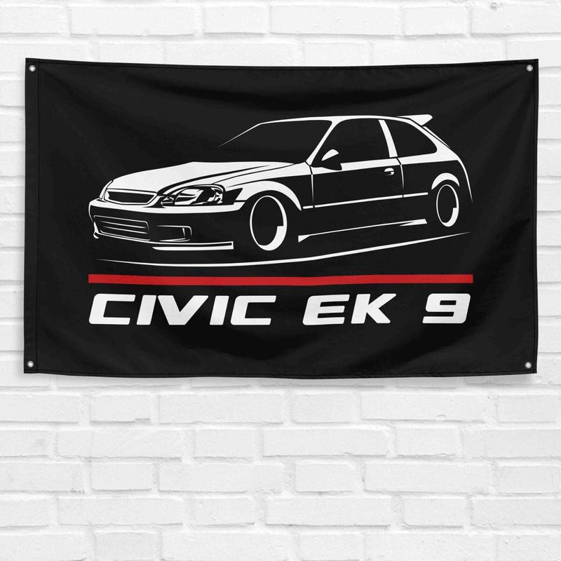 For Civic EK9 Car Enthusiast 3x5 ft Flag Grandpa Dad Son Birthday Gift Man Cave Garage Wall Decor Banner