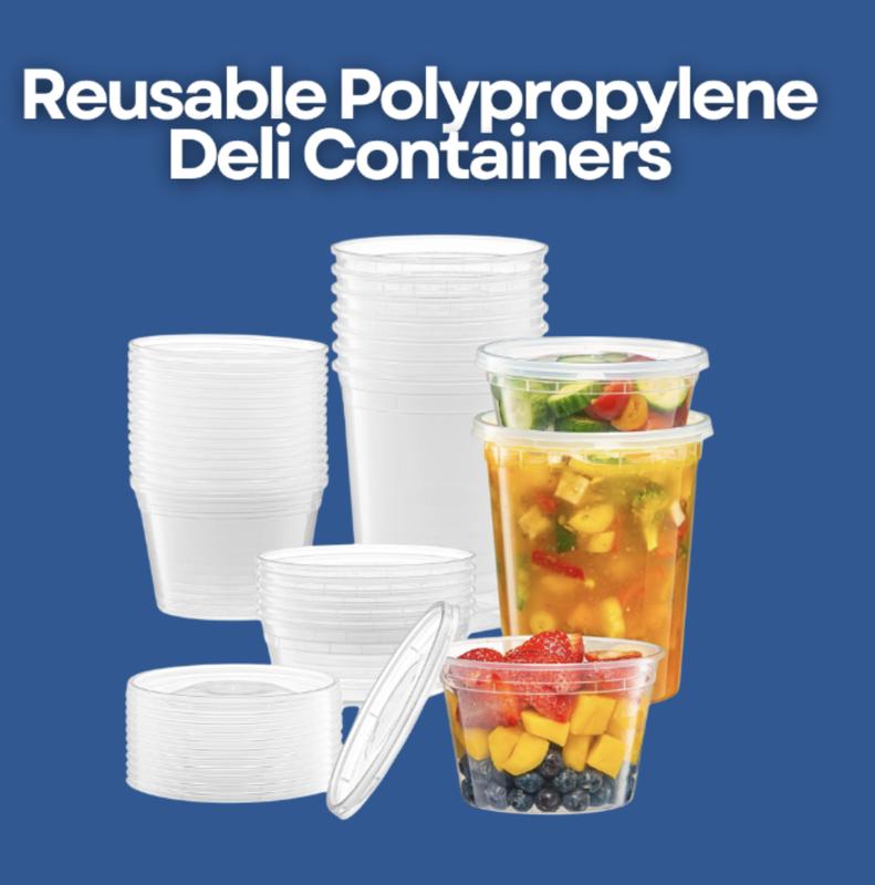 Plastic Containers with Lids [50 Set] - 16oz, Reusable Clear Deli Containers with Lids, Round Soup Containers with Lids, Leak Proof, Airtight Seal, Microwave, Dishwasher & Freezer Safe Disposable Pack