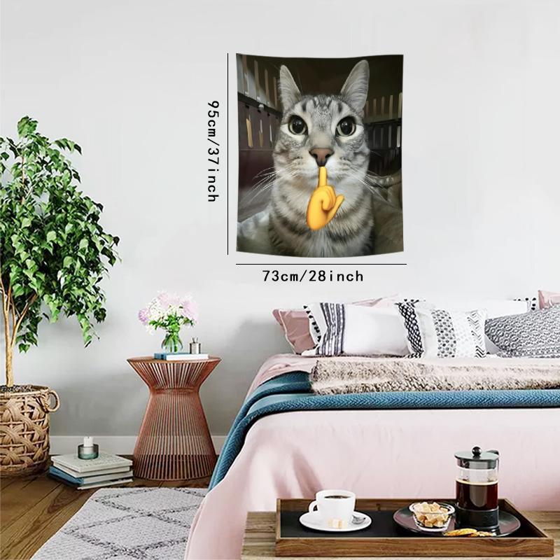 Funny Cat Pattern Tapestry, 1 Count Aesthetic Wall Hanging Decor, Wall Art for Home Living Room Bedroom Office Decor, Home Decor Accessories