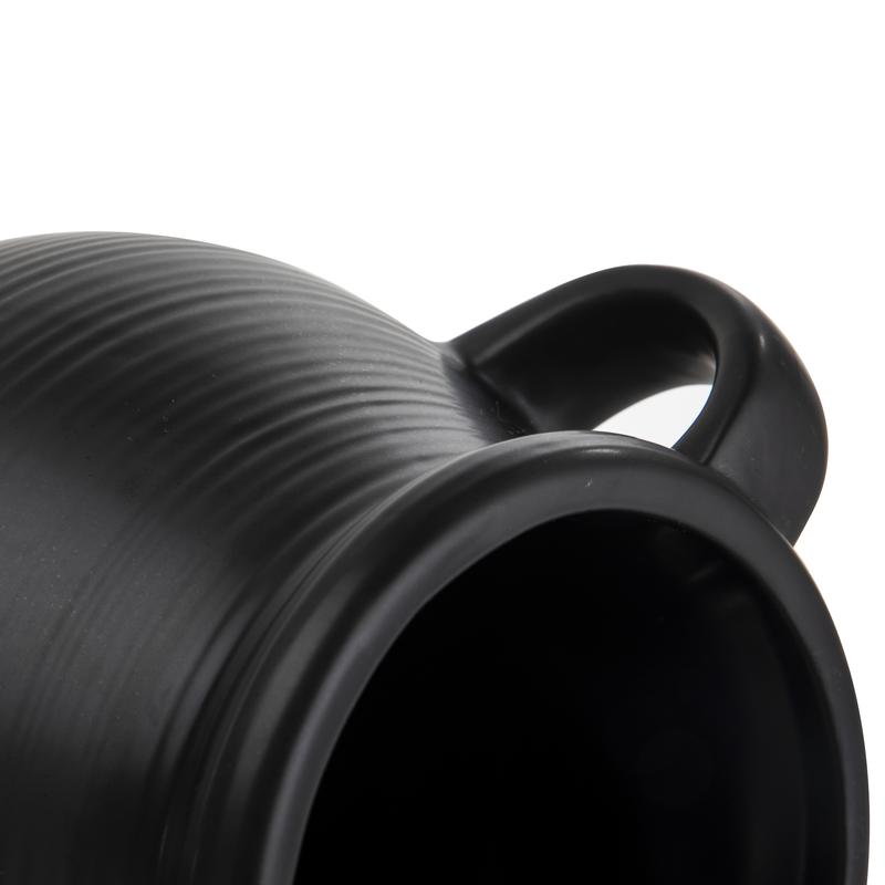 Better Homes & Gardens Classic Black Ceramic Tabletop Vase with Ribbed Finish