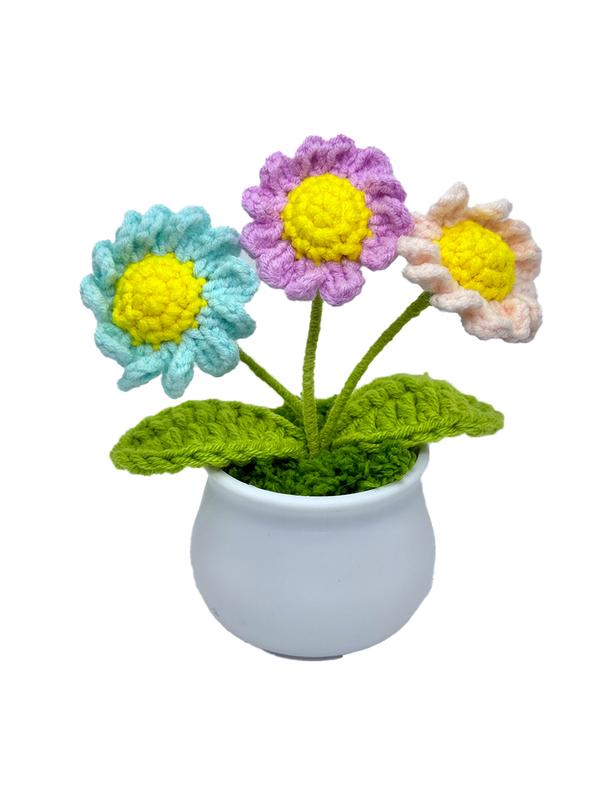 Crocheted flower pot for home decoration, center piece, gift for friends and family Decorative flower centerpiece Multicoloured plants & Ornaments