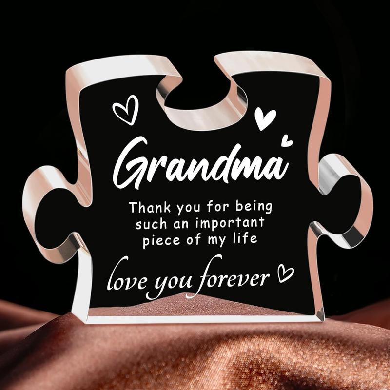 Gifts for Grandma, Grandma Birthday Gifts from Granddaughter Grandson, Christmas Mothers Day Thanksgiving Gifts for Grandma, Best Grandma Gifts Ideas - 4.9 x 3.7 inch Engraved Acrylic Block