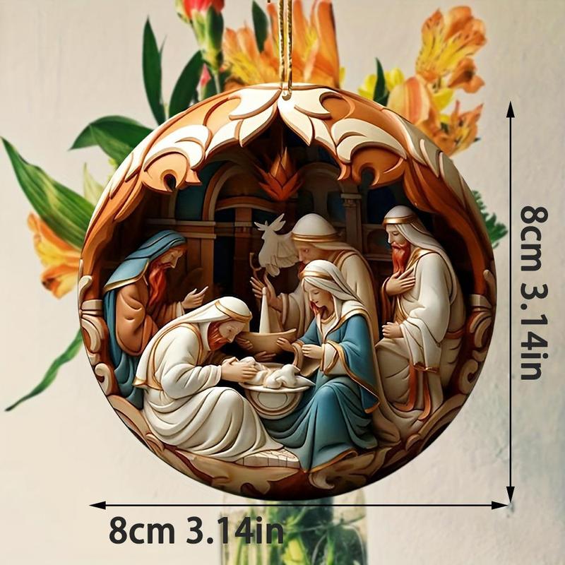 Nativity Scene Pattern Hanging Ornament, 1 Count Religious Themed Hanging Decoration, Hanging Decor for Home Living Room Bedroom