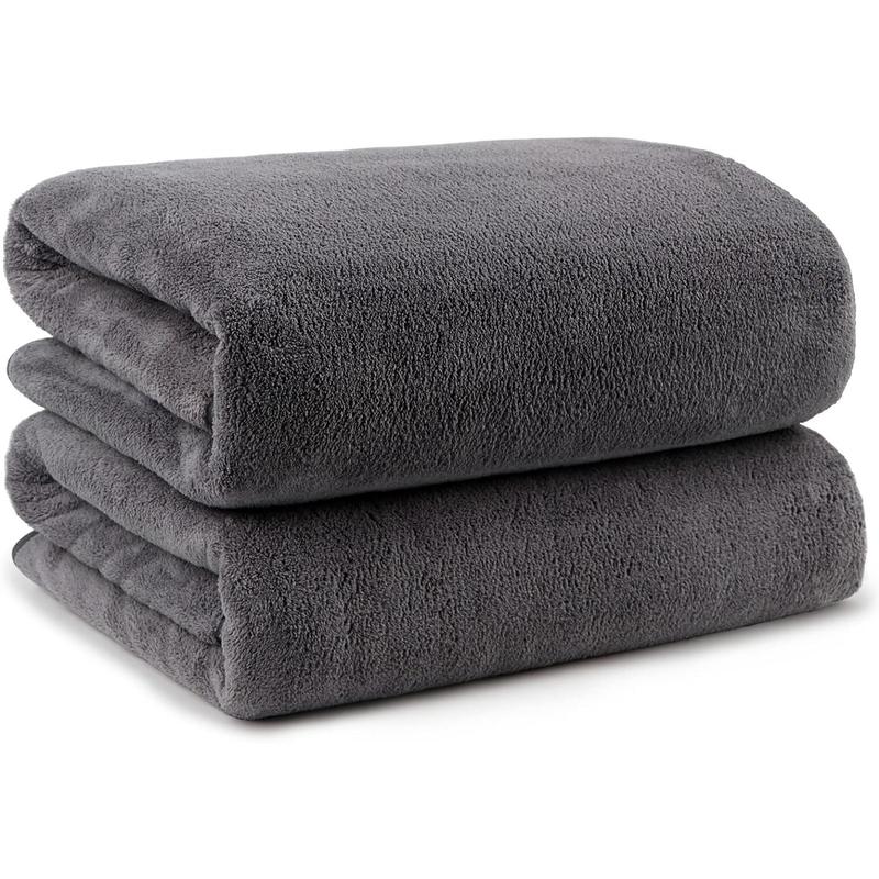 Microfiber Bath Towels Pack of 2(27'' x 54'') - Soft Feel, Highly Absorbent, Quick Drying for Body, Sport, Yoga, SPA, Fitness - Grey Cotton Shower