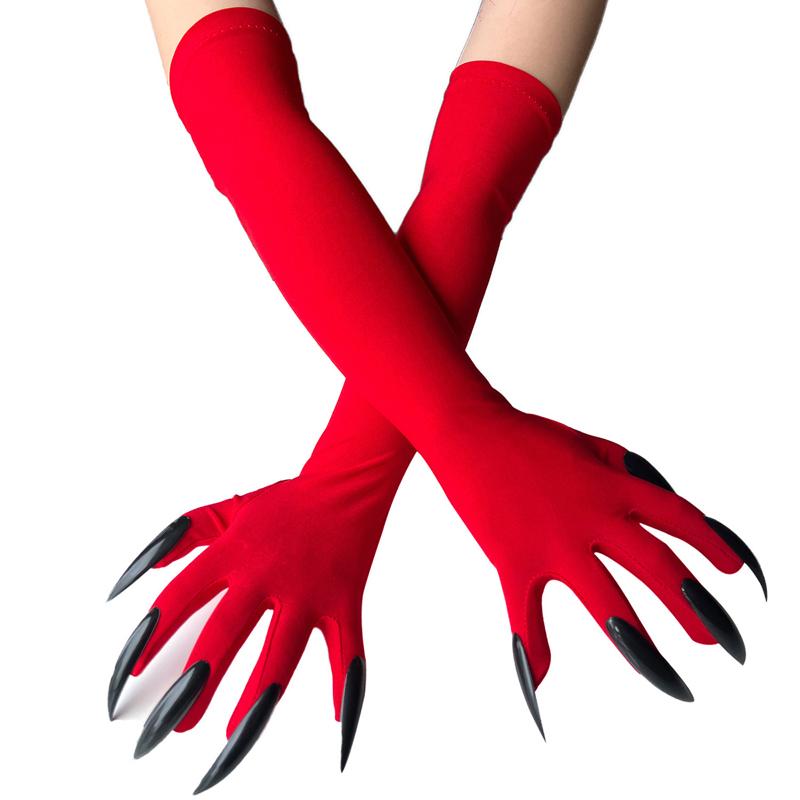 Halloween Claw Gloves Horror Wolf Cat Paw Gloves with Long Fingernails Costume Gloves for Adults