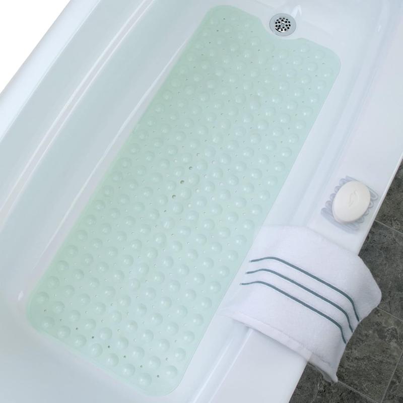 Power Grip Extra Long Bath Tub & Shower Mat 39x16, Wet Floor Non-Slip for Elderly & ALL  Bathroom, 30% Longer Bathtub Mats, 200 Suction Cups, Drain Holes, Machine Wash