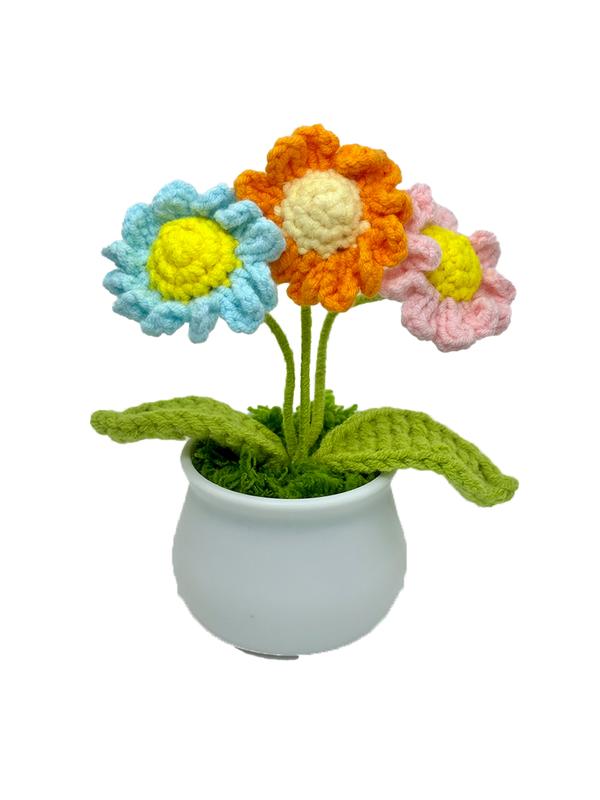 Crocheted flower pot for home decoration, center piece, gift for friends and family Decorative flower centerpiece Multicoloured plants & Ornaments