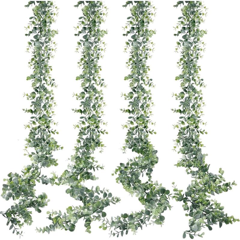 Artificial Eucalyptus Garland 3 count Fake Eucalyptus Greenery Garland Faux Hanging Plants Artificial Vines, 5.6 Feet Strand for Wedding Backdrop Arch Wall Table Party Outdoor Festival Decor Decorative Fruit Ornaments