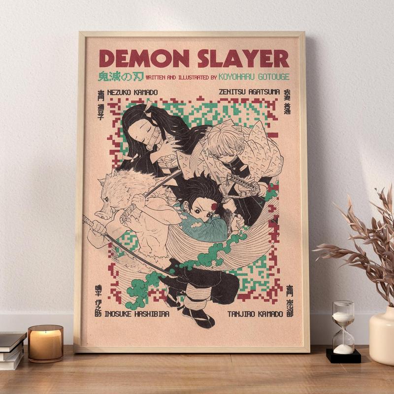 Anime Demon Slayer Nezuko Tanjiro Zenitsu Inosuke Kimetsu No Yaiba Manga Posters (NO FRAME)