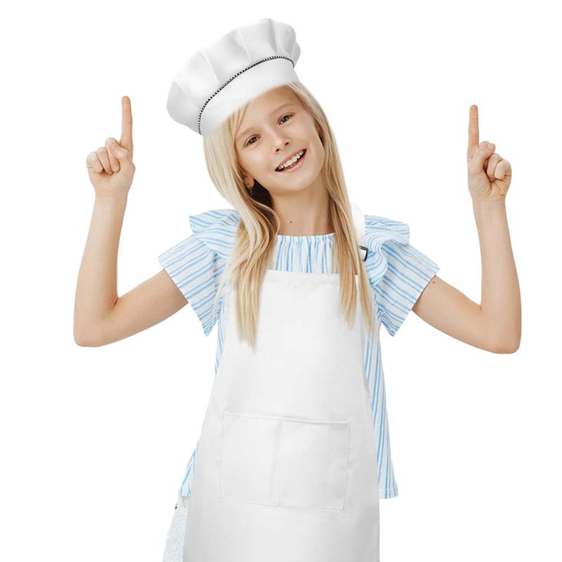 Kids Apron with Hat, 1 Set Simple Apron with Pocket, Cooking Pinafore for Boys & Girls Home Kitchen, Outfit for Kids, Kids Clothing for Kitchen