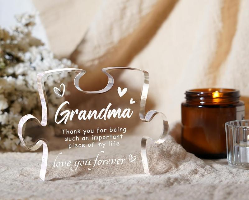 Gifts for Grandma, Grandma Birthday Gifts from Granddaughter Grandson, Christmas Mothers Day Thanksgiving Gifts for Grandma, Best Grandma Gifts Ideas - 4.9 x 3.7 inch Engraved Acrylic Block