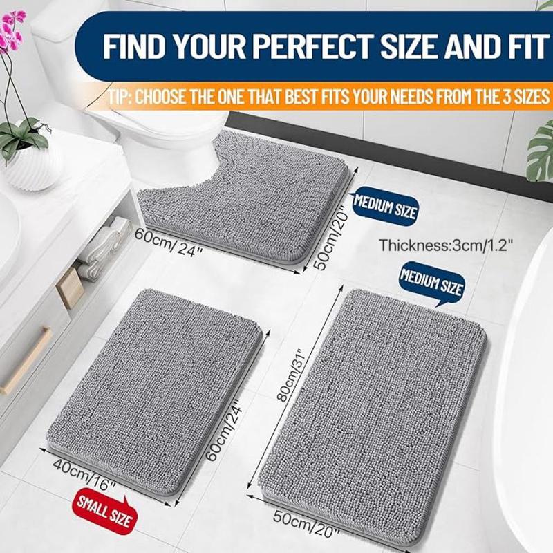 Bathroom Mat, 1 Count Non-slip Soft Absorbent Quick Drying Bath Rug, Machine Washable Bath Mat for Bathroom Floor, Tub and Shower