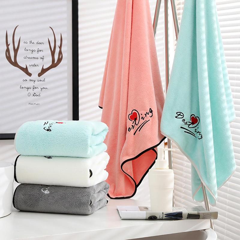 Soft Comfortable Hand Towel, 1 Count Coral Fleece Cozy Bath Towel, Water Absorption Shower Towel for Home Bathroom Washroom