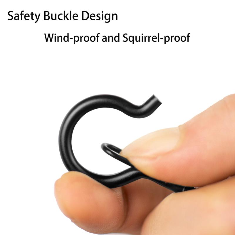 Squirrel-proof Q-Hanger, Wind-proof Screw Hooks for Outdoor String Lights, Safety Buckle Design Storage Hook, Easy Release Hanger