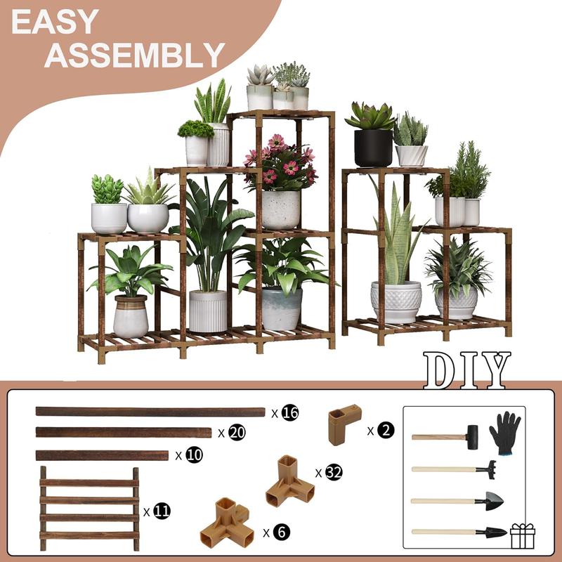 12 Tier Corner Plant Stand with Grow Lights for Multiple Plants, Tiered Plant Shelf Indoor Plant Holder Rack Flower Stand for Living Room Balcony Patio Porch Garden