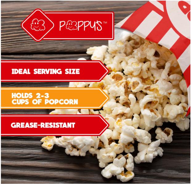 Paper Popcorn Bags - 200 1oz Concession-Grade Bags, Popcorn Machine Accessories for Popcorn Bars, Movie Nights, Concessions