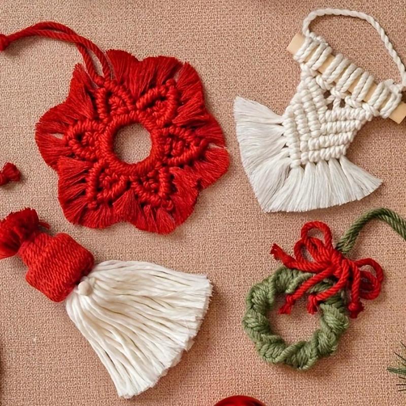 Macrame Ornament Craft Kit, 1 Set DIY Christmas Decor Craft Kit, Art Kits for Adults, Home Decor Craft, Modern Christmas, Rustic Farmhouse