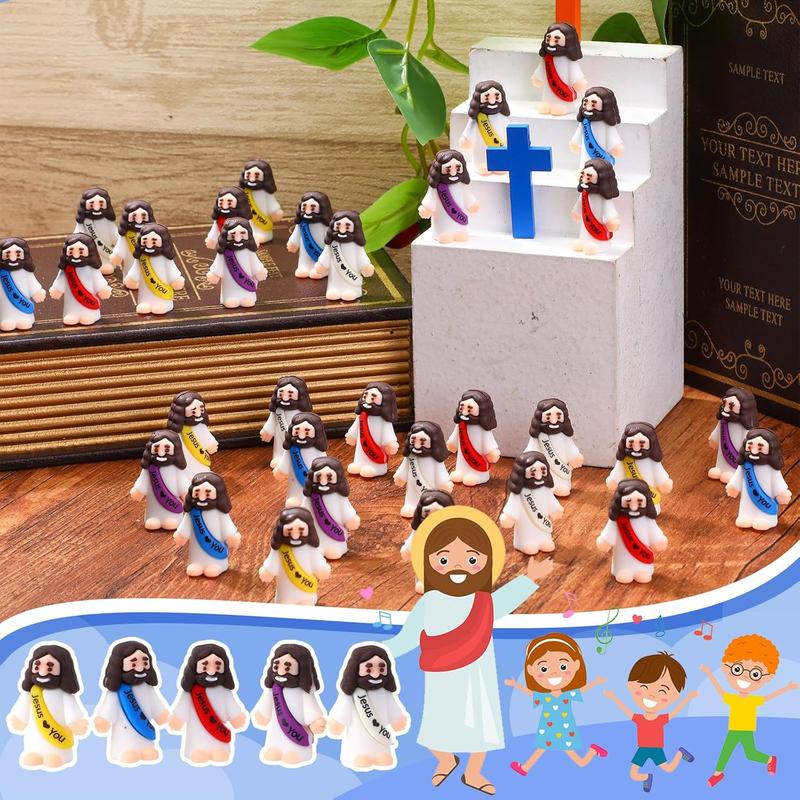 Mini Jesus Figures 25 Pcs Mini Jesus Statue with Slogan Jesus love You Little Jesus Figures, Jesus Mini Statue, Cute Jesus Ornament, Religious Christmas Christian Baptism Gifts, Creative Gift for Family Friend