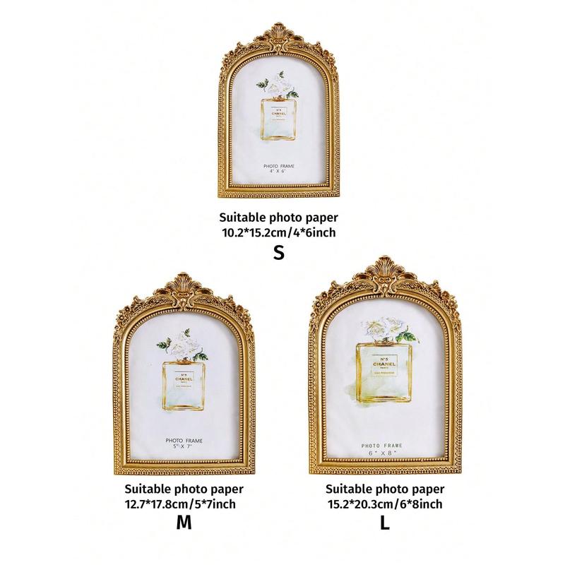 1pc Vintage European Style Gold Curved Frame Decorative Photo Frame, With One Random Inner Paper, For Home Decoration And Picture Display