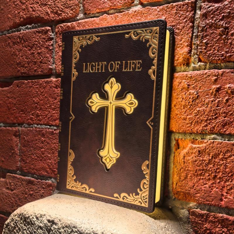 Coconano light of Life, Bible Book light, Jesus Cross Night light, Rechargeable christian Lamp with Remote, Religious Gifts, christmas Black friday.