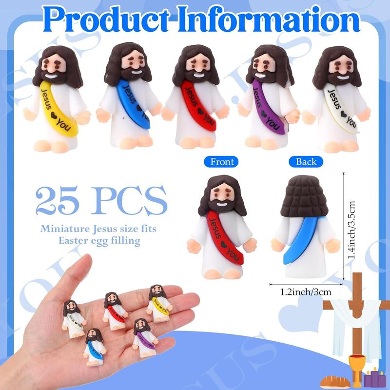 Mini Jesus Figures 25 Pcs Mini Jesus Statue with Slogan Jesus love You Little Jesus Figures, Jesus Mini Statue, Cute Jesus Ornament, Religious Christmas Christian Baptism Gifts, Creative Gift for Family Friend