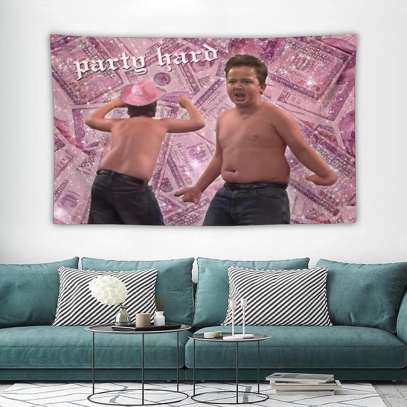 Party Hard Gi-by Funny Tapestry 3x5Ft Tapestry Funny Meme Flag Wall Hanging Window Design for Bedroom Gift Home Man Cave Decor