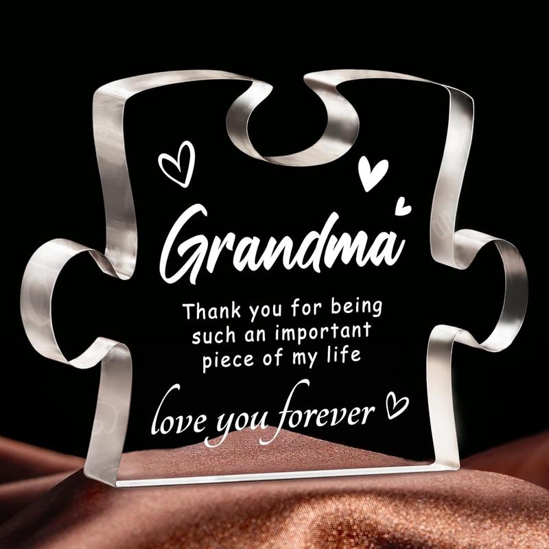 Gifts for Grandma, Grandma Birthday Gifts from Granddaughter Grandson, Christmas Mothers Day Thanksgiving Gifts for Grandma, Best Grandma Gifts Ideas - 4.9 x 3.7 inch Engraved Acrylic Block