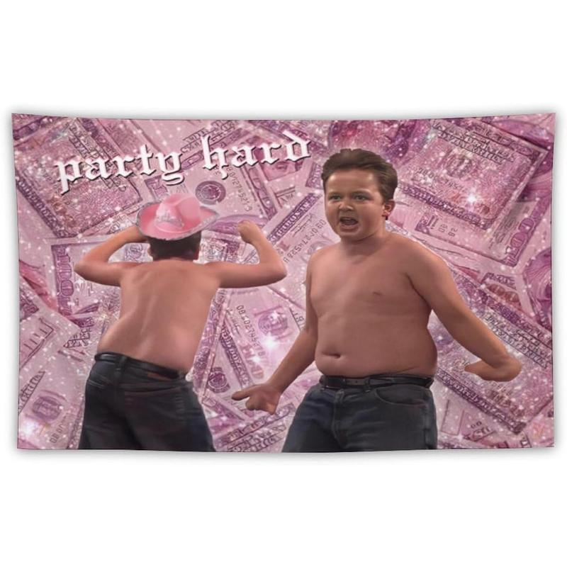 Party Hard Gi-by Funny Tapestry 3x5Ft Tapestry Funny Meme Flag Wall Hanging Window Design for Bedroom Gift Home Man Cave Decor