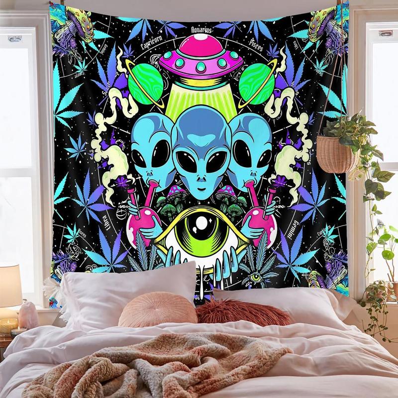 Cool Alien Pattern Tapestry, Modern Wall Hanging, Wall Tapestry for Home Living Room Bedroom, Halloween Decor