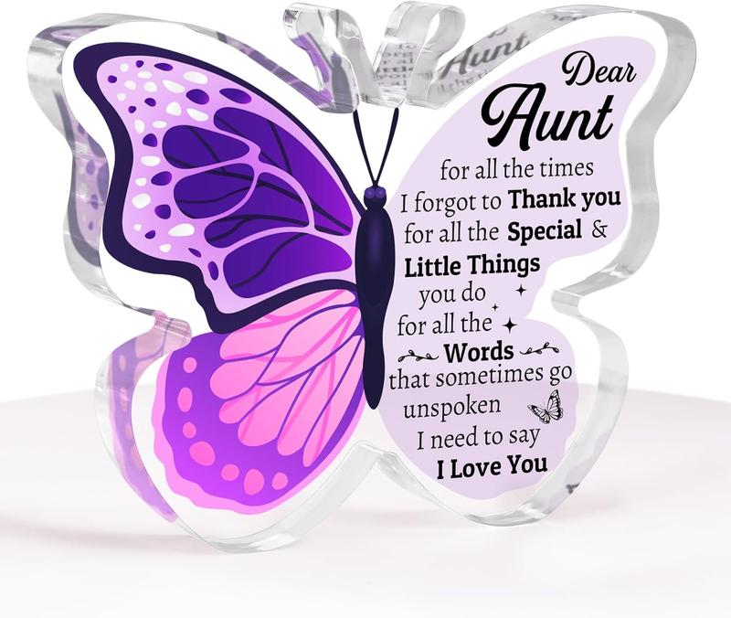 Aunt Gifts - Engraved Butterfly-shaped Acrylic Plaque 3.9x3.3 inch, Best Aunt Ever Gifts, Aunt Birthday Gifts, Gifts for Aunt, Aunt Gifts for Birthday, Birthday Gifts for Aunt, Christmas Gifts for Aunt