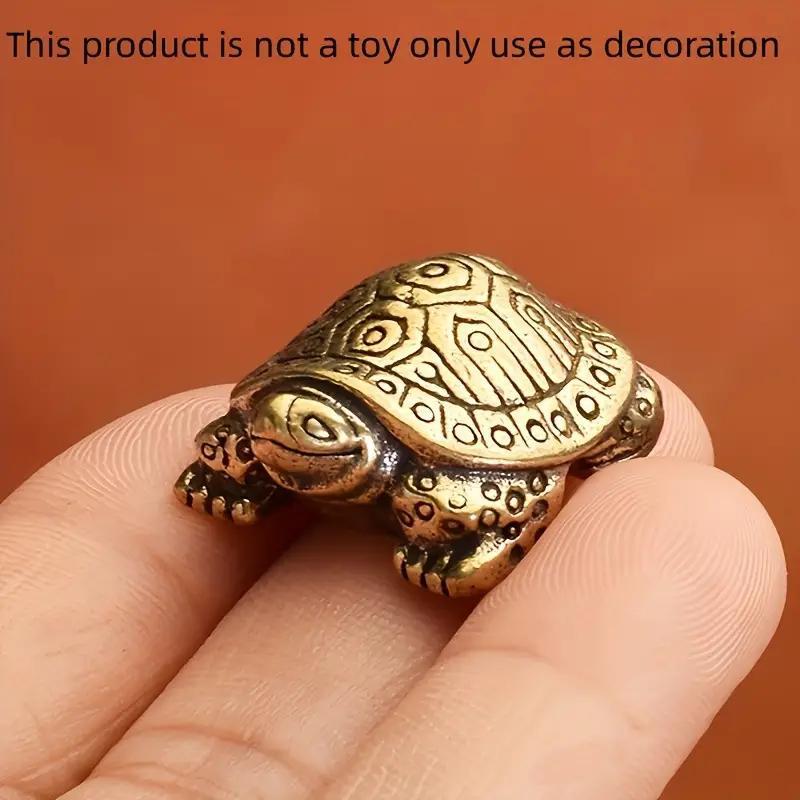 Turtle Design Brass Ornament, 2 Counts Mini Vintage Turtle Statue, Home Desktop Decoration for Living Room Bedroom Office