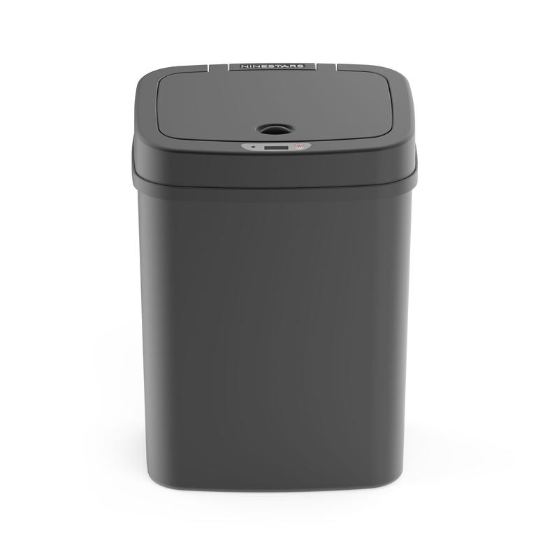 Nine Stars 3.2 Gallon Trash Can, Plastic Touchless Bathroom Trash Can, Black